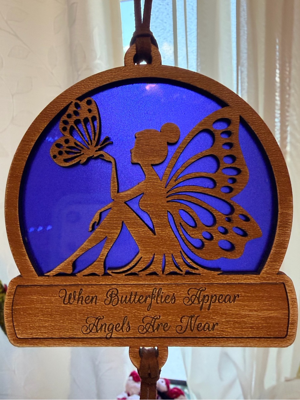 Hand crafted by me fairy/butterfly Wood sun catcher customized made to order